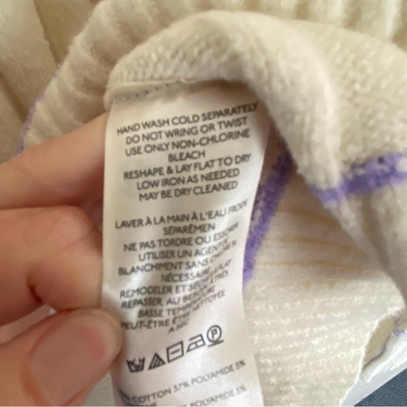 Free People Venus chunky Knit Tunic Sweater contrast trim cream oversized - Picture 8 of 10